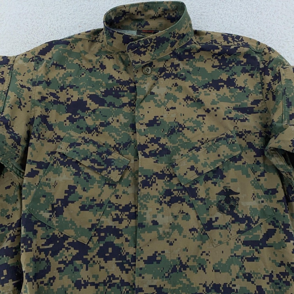 USMC Woodland MARPAT Camouflage Shirt‎ Medium Regular Military Blouse US Made